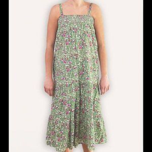 NWT Green & Pink Bird Long Babydoll Dress